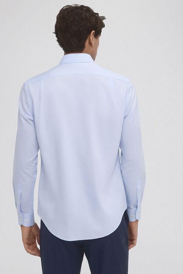 Pedro del Hierro Camisa social lisa que n&atilde;o pode ser passada a ferro + resistente a manchas Azul