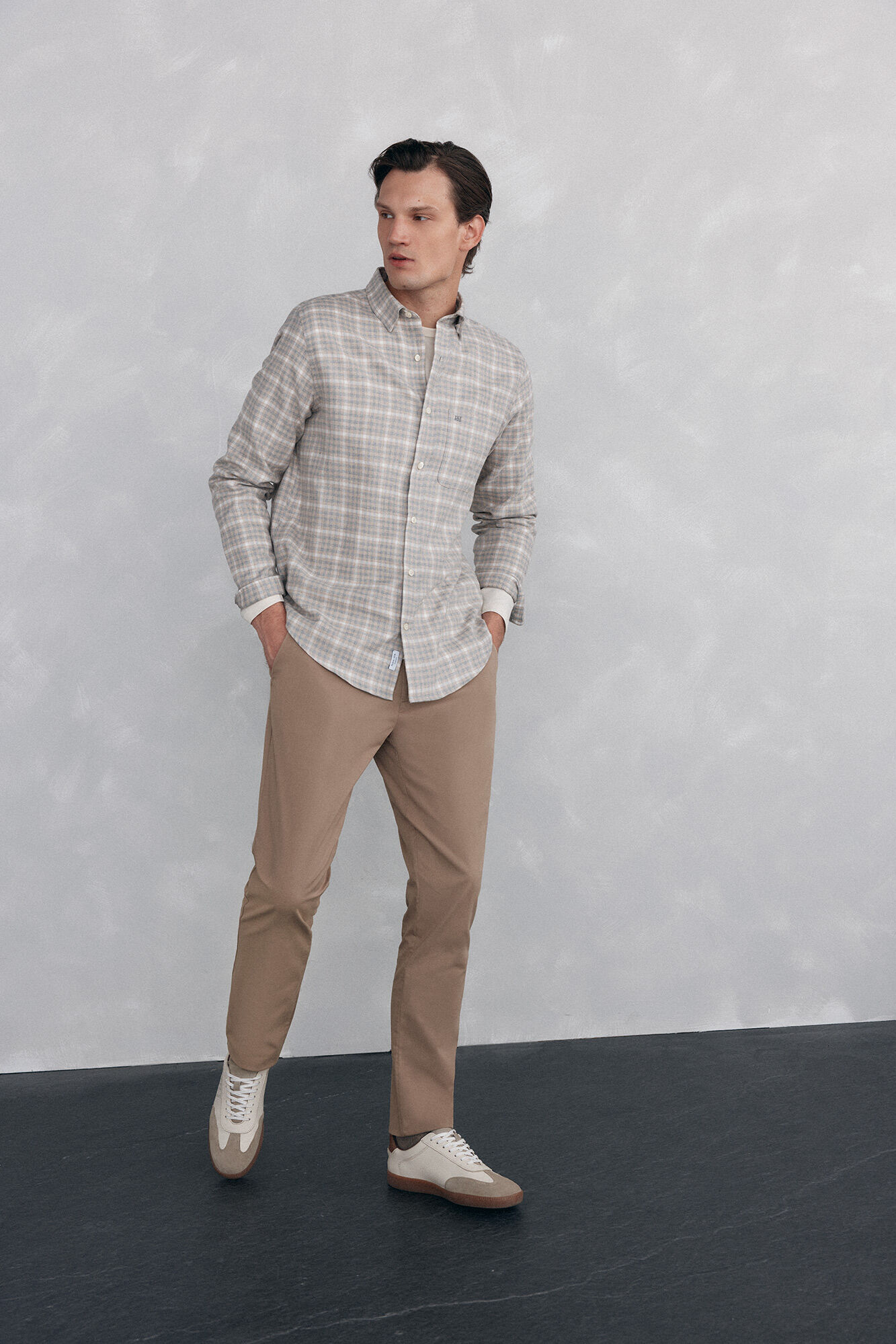 Pedro del Hierro Camisa cuadros franela tejido italiano