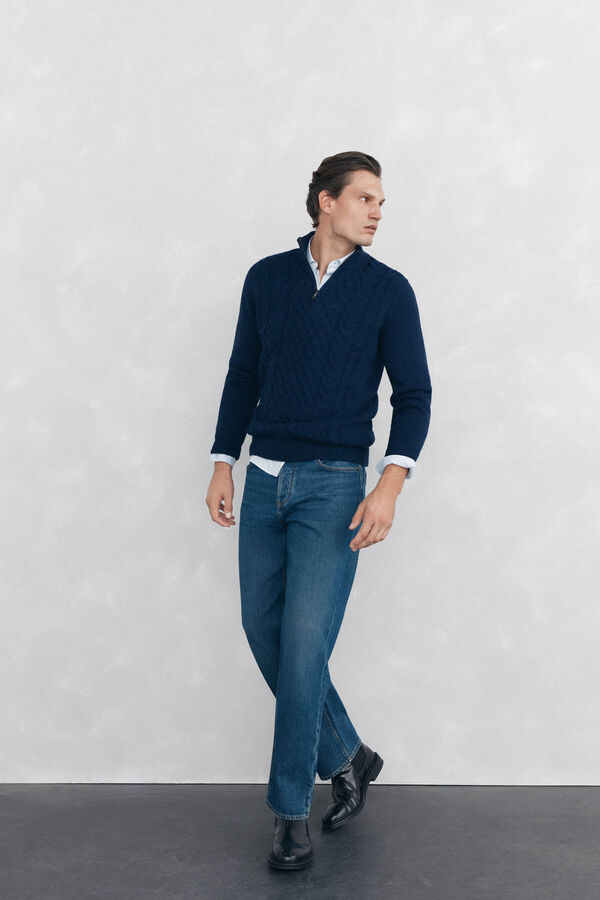 Pedro del Hierro Su&eacute;ter de l&atilde; estruturado com fecho-&eacute;clair Azul