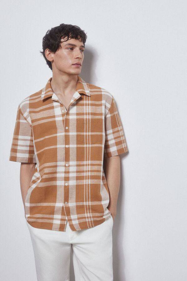 Pedro del Hierro camisa camp colar manga curta Beige
