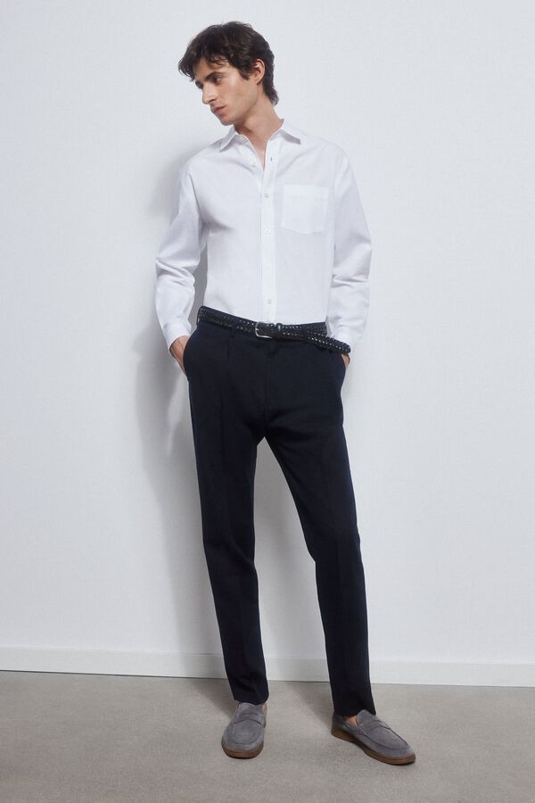 Pedro del Hierro Camisa popel&iacute;n tejido italiano Blanco