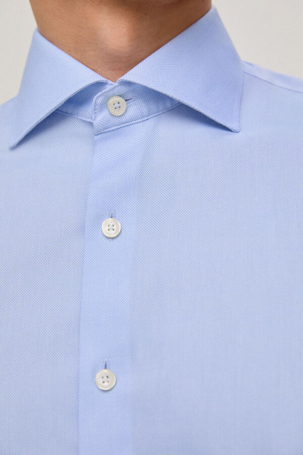 Pedro del Hierro Camisa vestir pu&ntilde;o gemelo non iron y antimanchas estructura lisa regular fit Azul