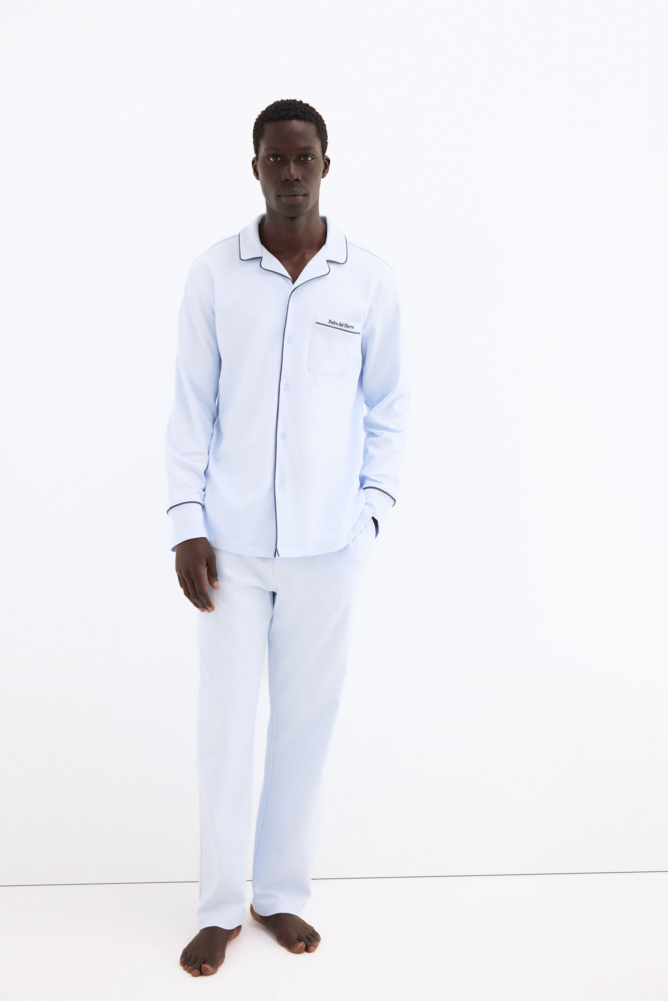 Pedro del Hierro Camisa de pijama de manga comprida em algod&atilde;o espanhol