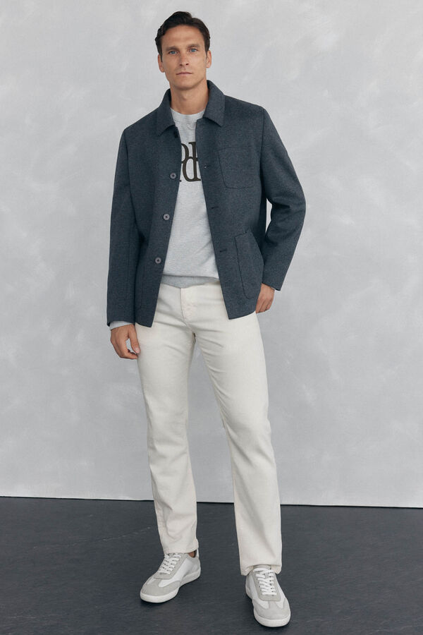 Pedro del Hierro Sobrecamisa de l&atilde; cinza Cizento