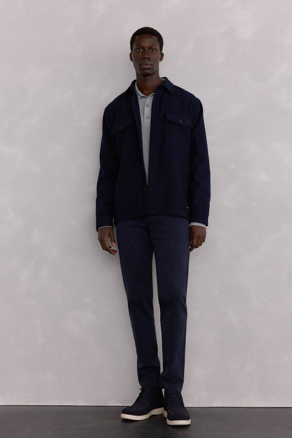 Pedro del Hierro Sobrecamisa lana lisa Azul