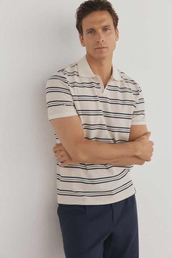 Pedro del Hierro Polo de rayas estructura Crudo