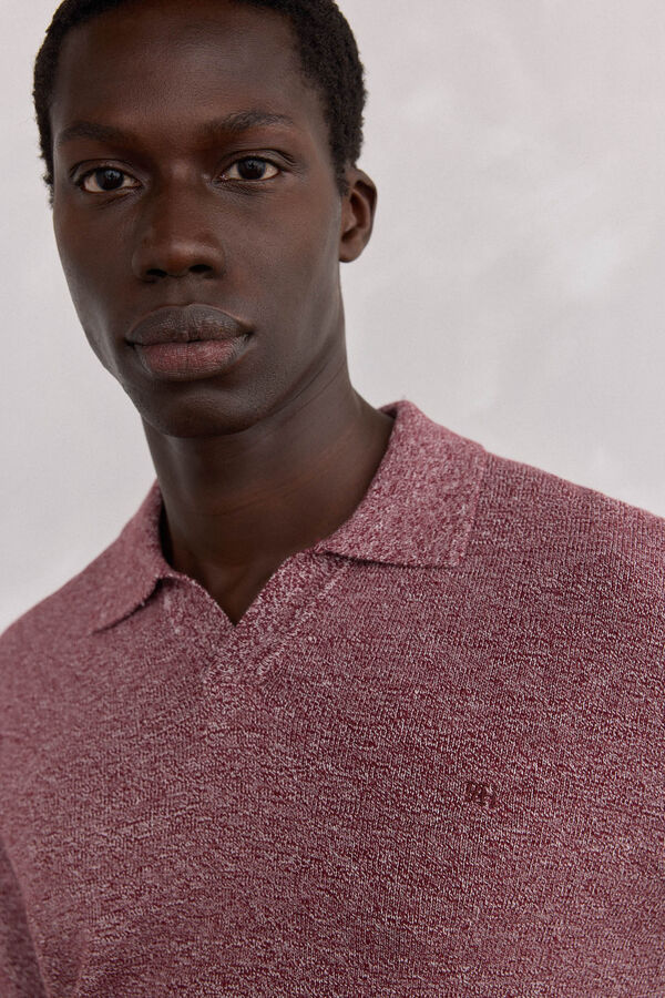 Pedro del Hierro Polo collar torzal liso Burdeos