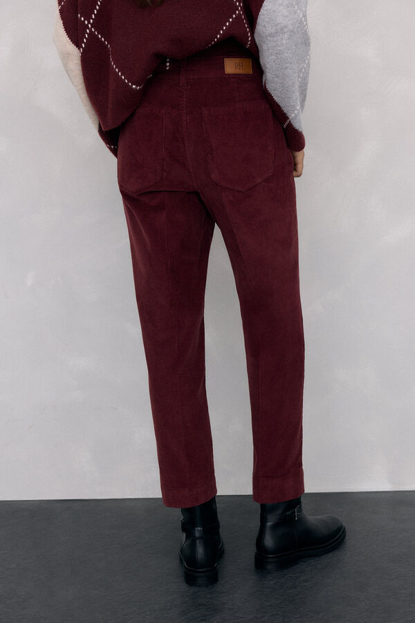 Pedro del Hierro Cal&ccedil;a cl&aacute;ssica de veludo veludo slim Bordeaux