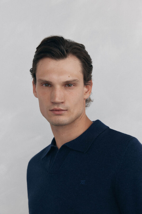 Pedro del Hierro Jersey cuello johny lana merino y cashmere Azul