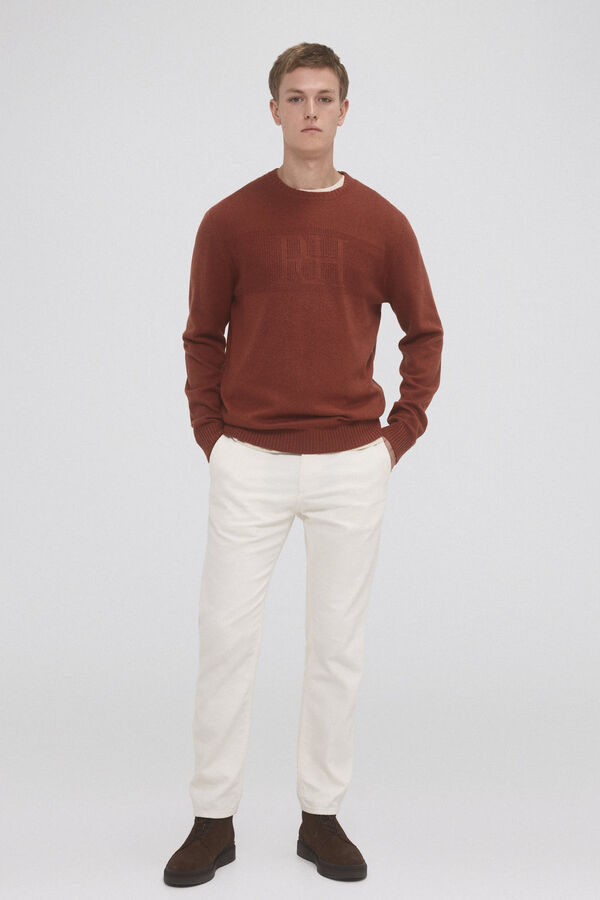 Pedro del Hierro Jersey punto lana big logo Marr&oacute;n