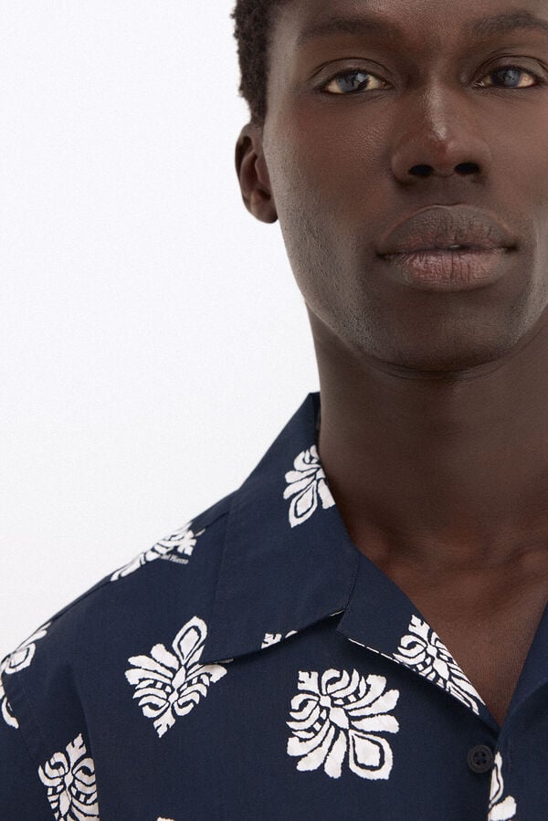 Pedro del Hierro Camisa estampada manga curta Azul