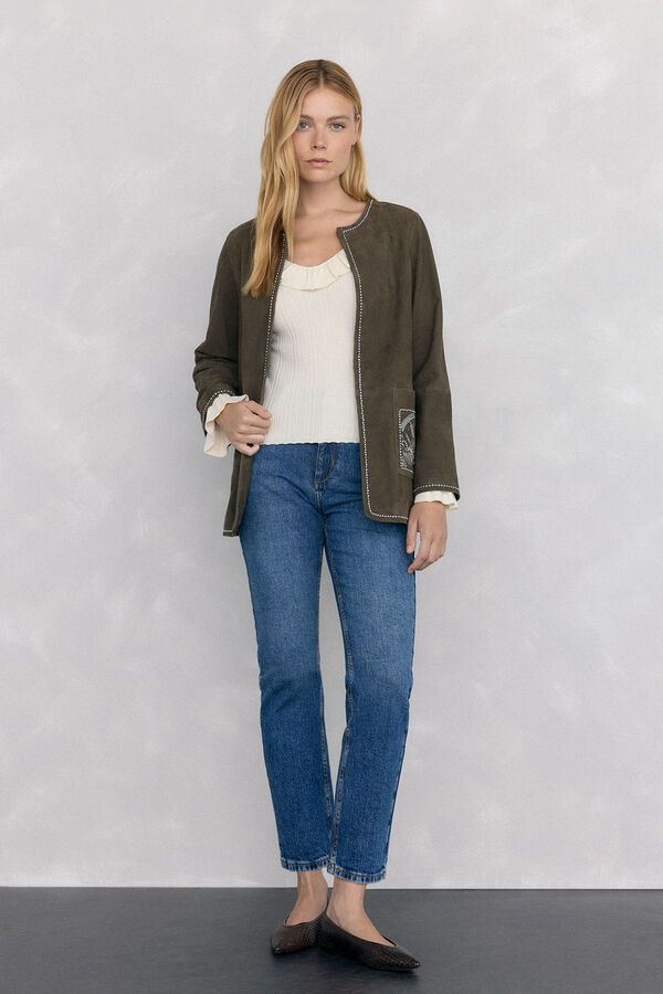 Pedro del Hierro Blusa de malha com folho Ecru