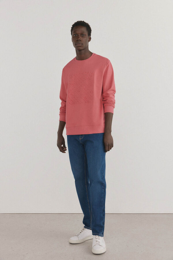 Pedro del Hierro Moletom com gola caixa Sweatshirt e logo Bordeaux