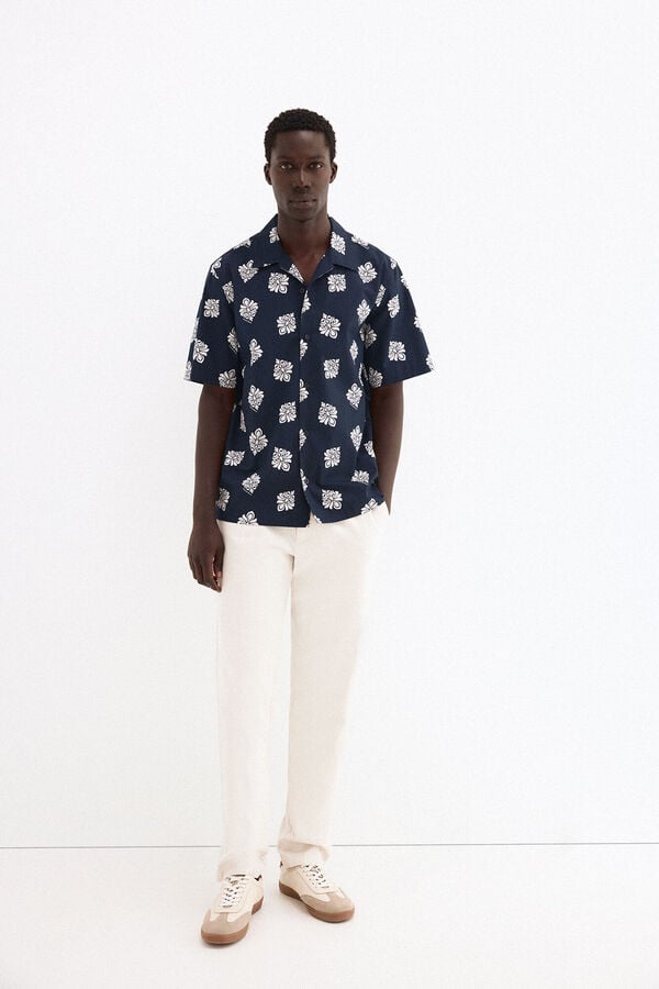 Pedro del Hierro Camisa estampada manga curta Azul