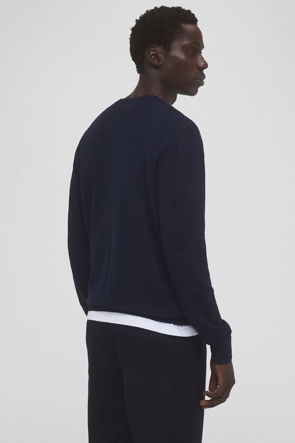 Pedro del Hierro Jersey algod&oacute;n seda cashmere pico Azul