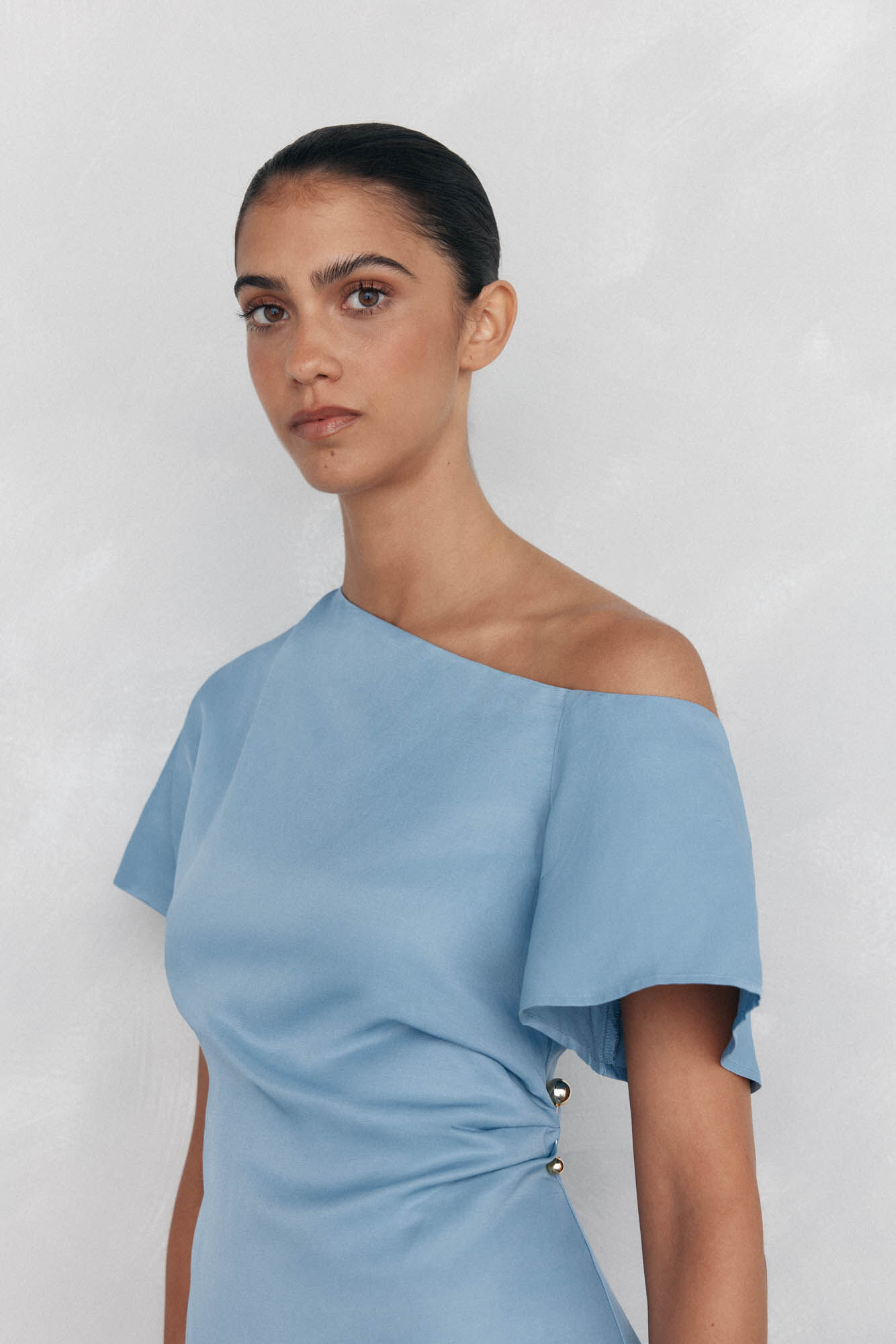 Pedro del Hierro Vestido midi com apliques assim&eacute;tricos