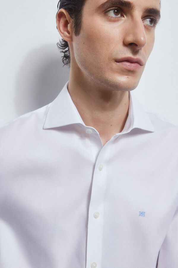 Pedro del Hierro camisa formal lisa non iron + antimanchas Branco