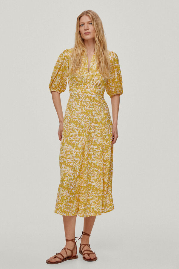 Pedro del Hierro Vestido fluido estampado floral Amarillo