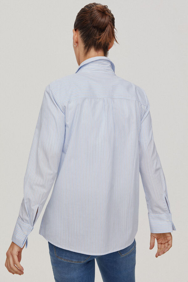 Pedro del Hierro Camisa popelina com punho duplo Azul