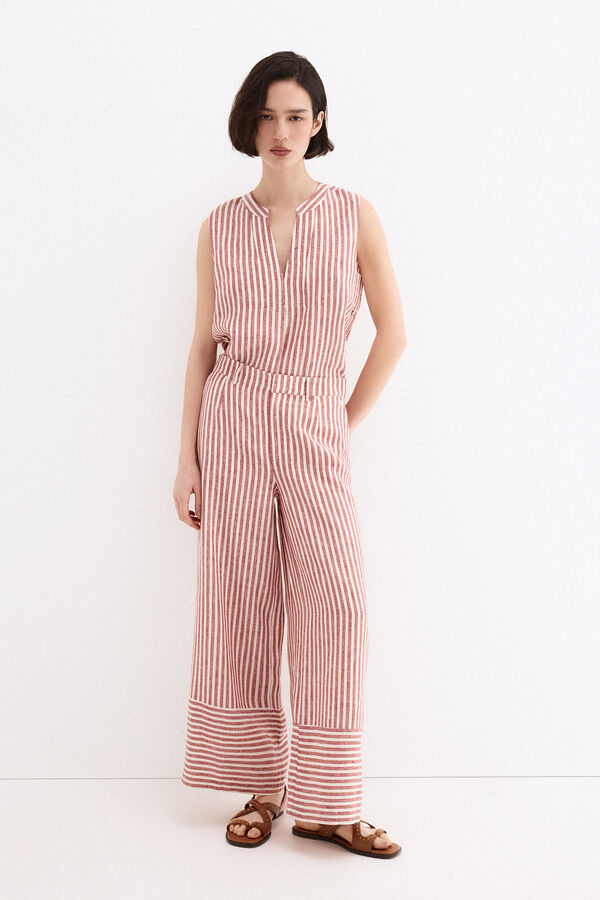 Pedro del Hierro Pantalones wide flare classic Rosa