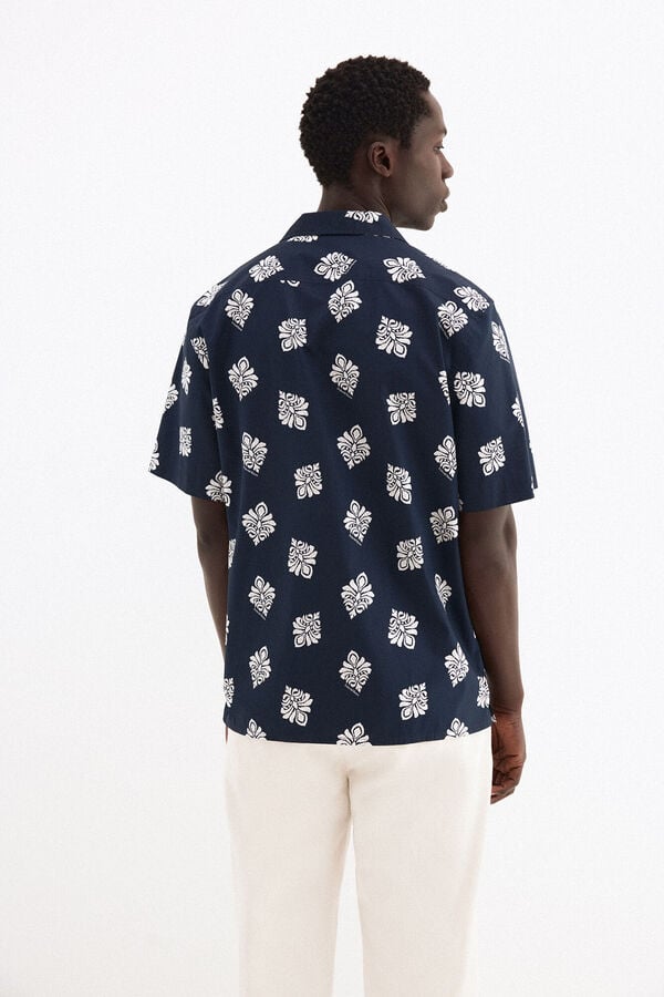 Pedro del Hierro Camisa estampada manga curta Azul