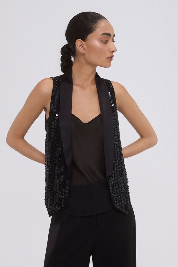 Pedro del Hierro Chaleco lentejuelas negro Negro