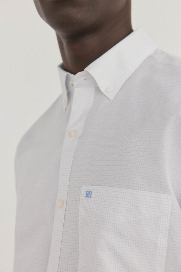Pedro del Hierro Camisa non iron + antimanchas cuadros Blanco