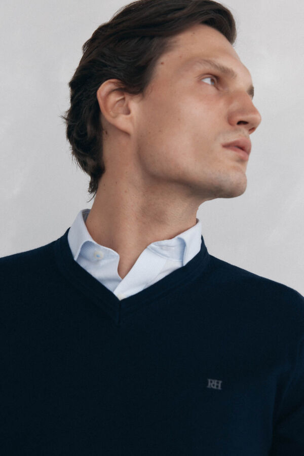 Pedro del Hierro Jersey cuello pico Azul