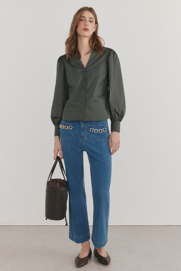 Pedro del Hierro Jeans flare cropped Azul