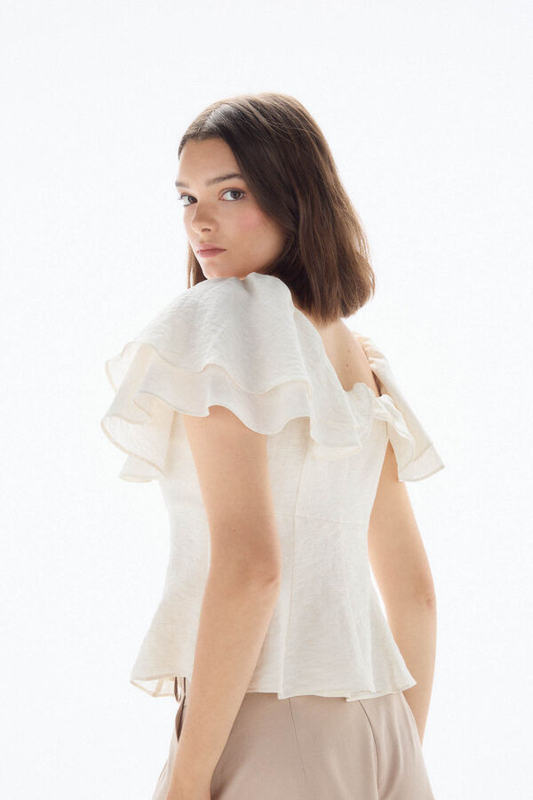 TFP by Tamara Falcó Top rústico volantes Blanco