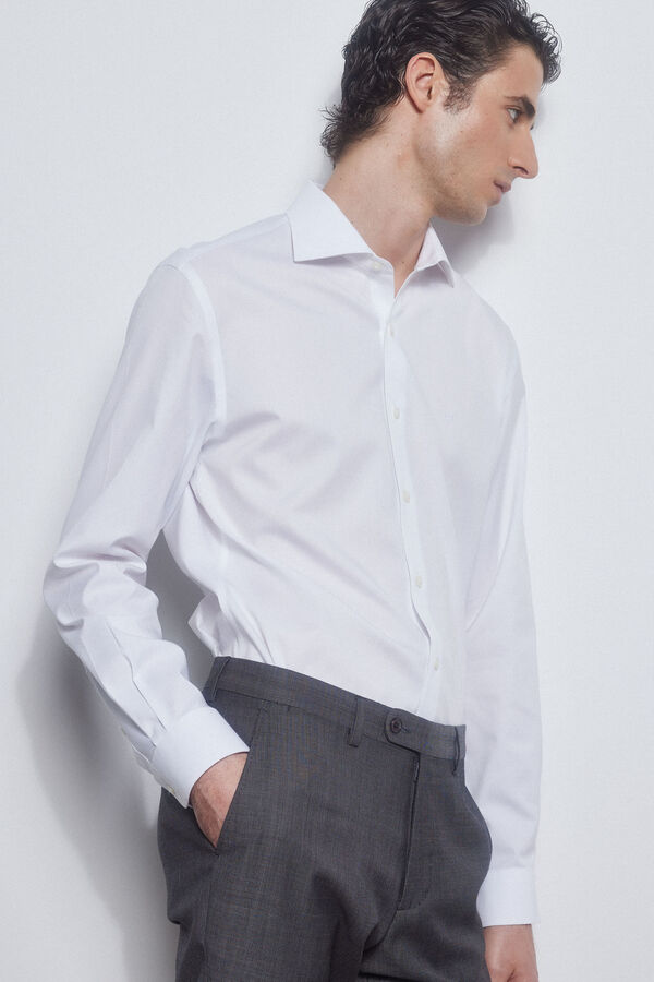 Pedro del Hierro camisa formal lisa non iron + antimanchas Branco