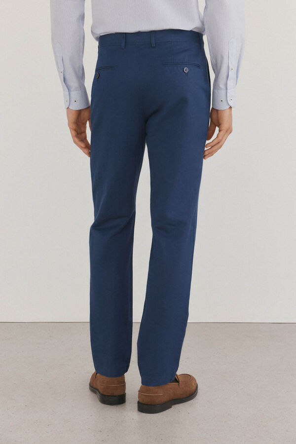 Pedro del Hierro Pantal&oacute;n algod&oacute;n y lino Azul