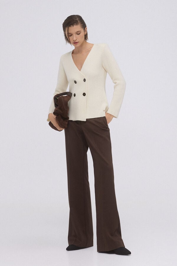 Pedro del Hierro Chaqueta cruzada bot&oacute;n cuerno Beige