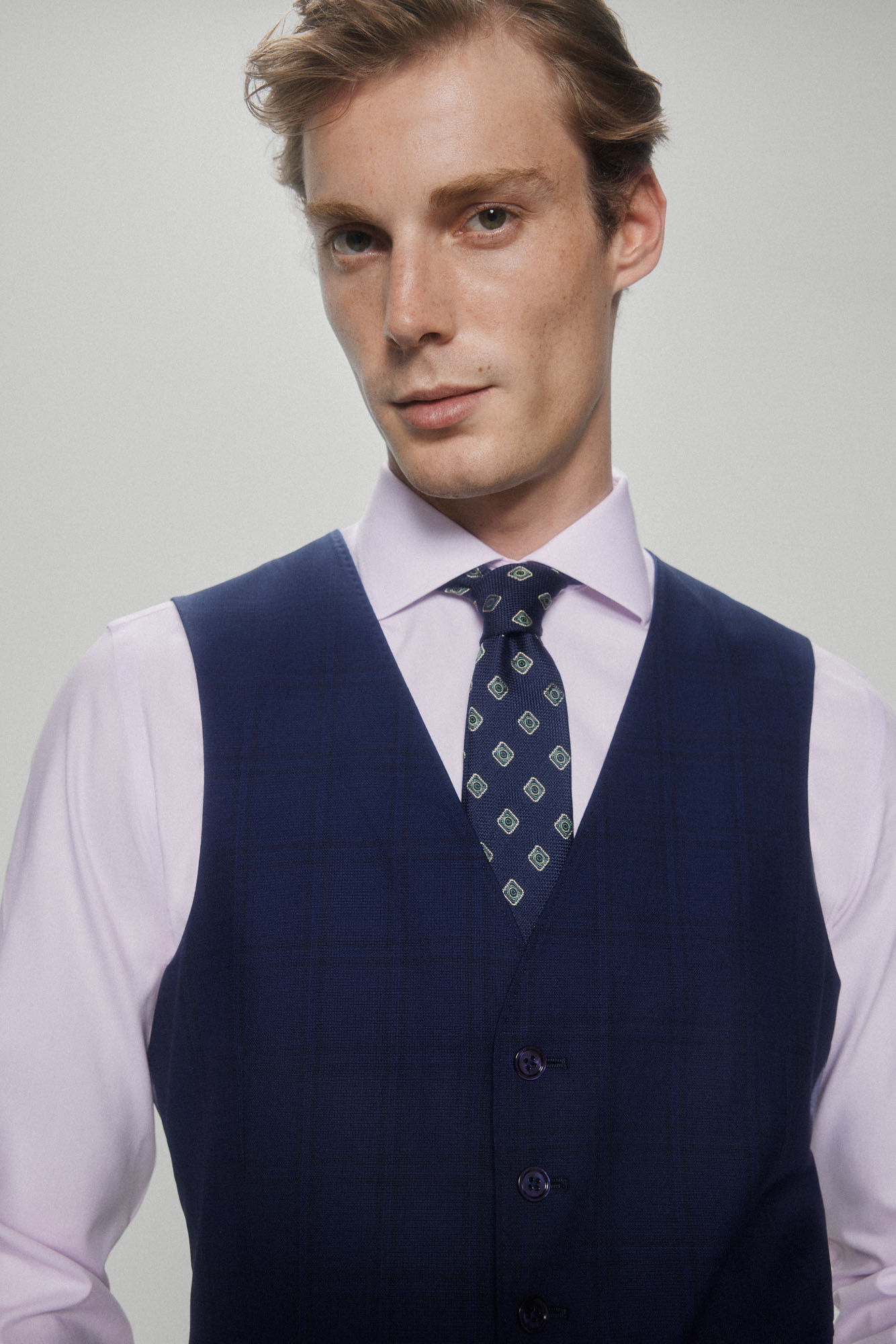 Pedro del Hierro Casaco xadrez azul-marinho de corte justo