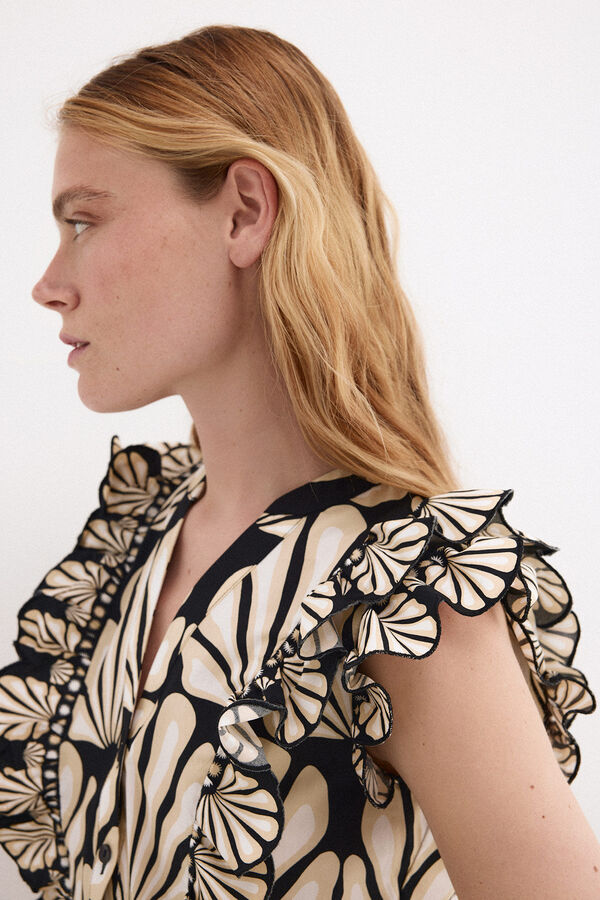 Pedro del Hierro Blusa estampada bicolor Beige