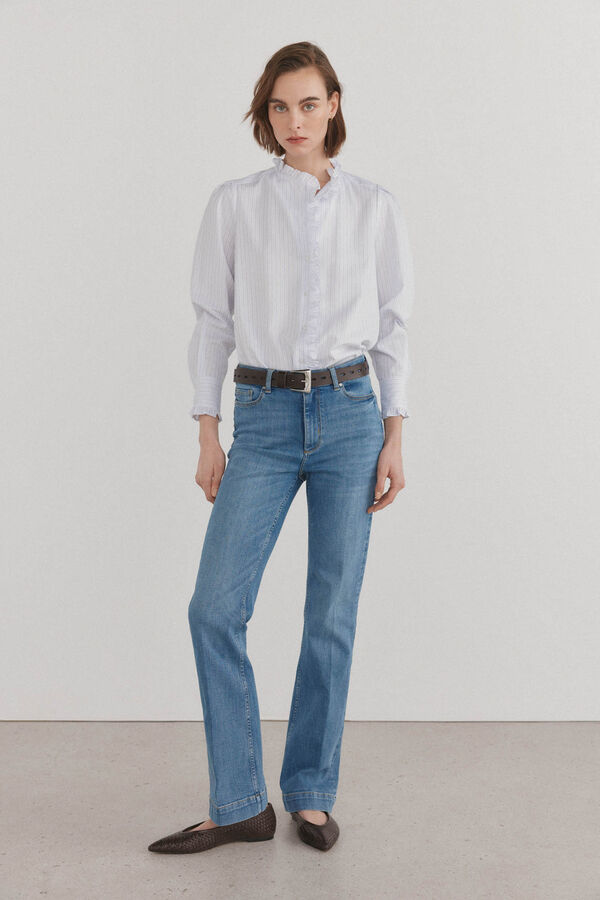 Pedro del Hierro Camisa rom&aacute;ntica con volantes Azul