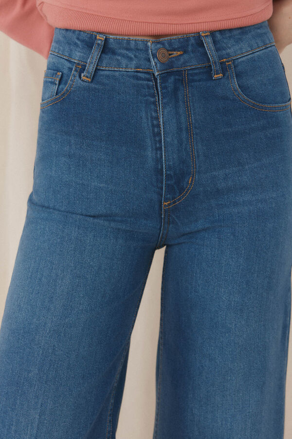 Pedro del Hierro Jeans wide leg flare algod&oacute;n espa&ntilde;ol Azul