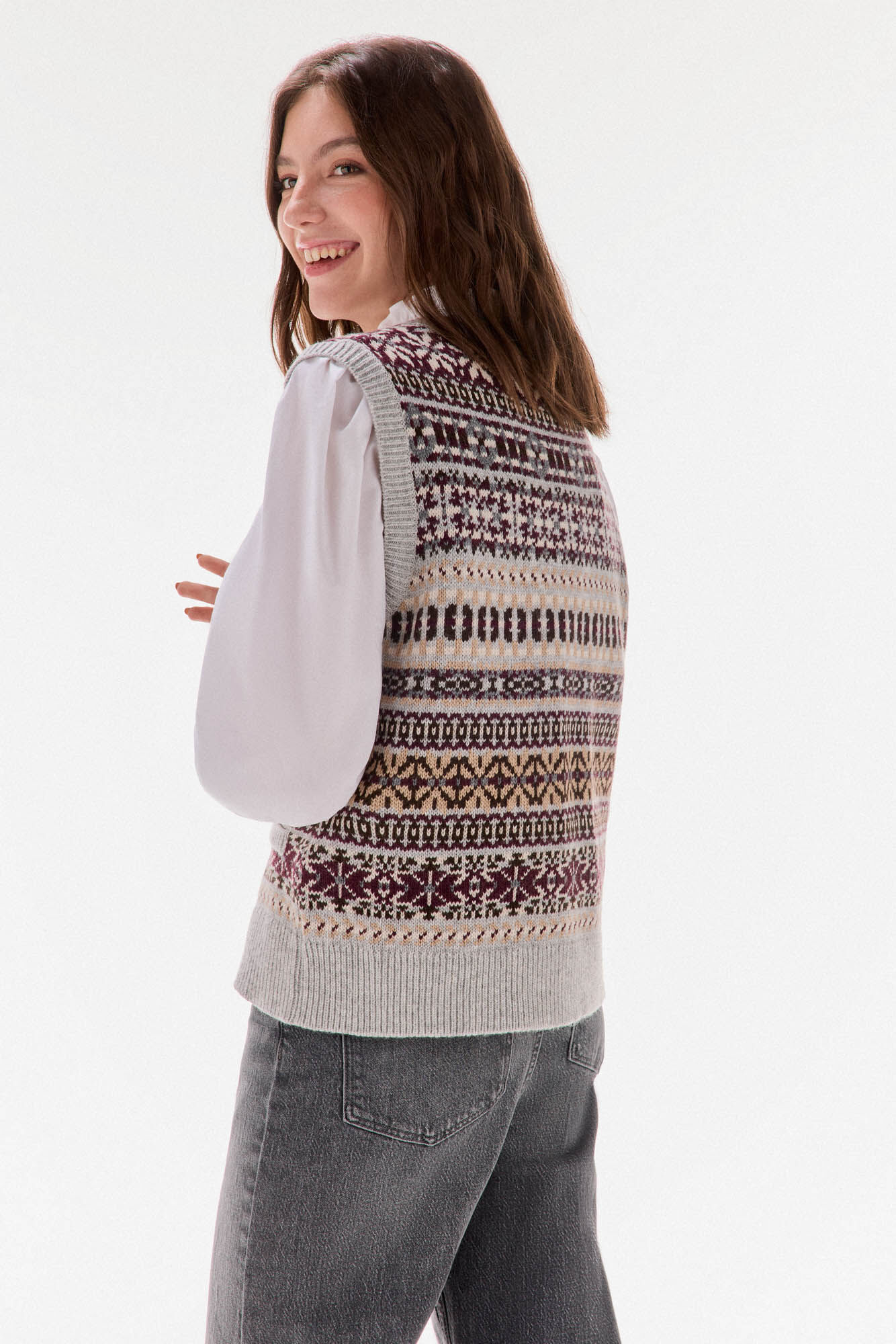 TFP by Tamara Falc&oacute; Colete jacquard geom&eacute;trico
