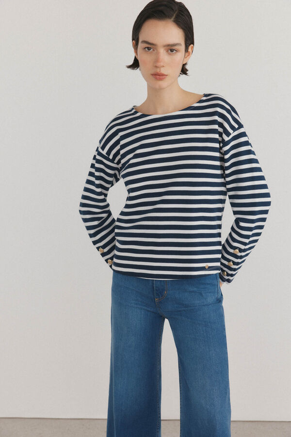 Pedro del Hierro Sudadera b&aacute;sica rayas Azul