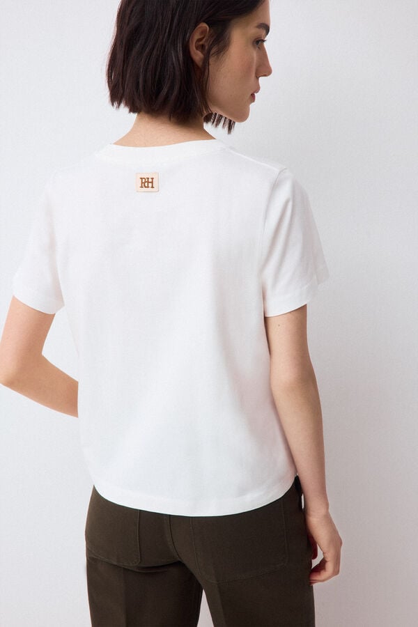 Pedro del Hierro T-shirt de manga curta com gr&aacute;fico Ecru