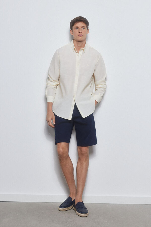 Pedro del Hierro Camisa mil rayas algod&oacute;n flam&eacute; Amarillo