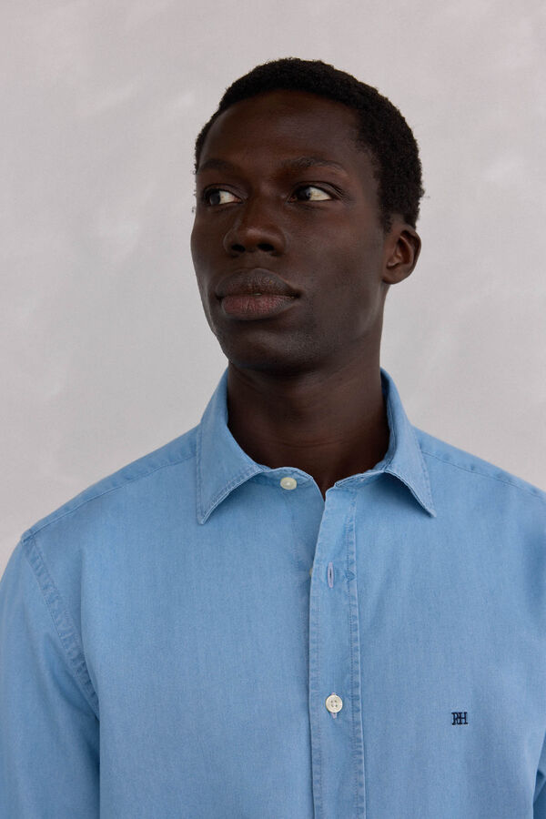 Pedro del Hierro Camisa denim tejido italiano Azul