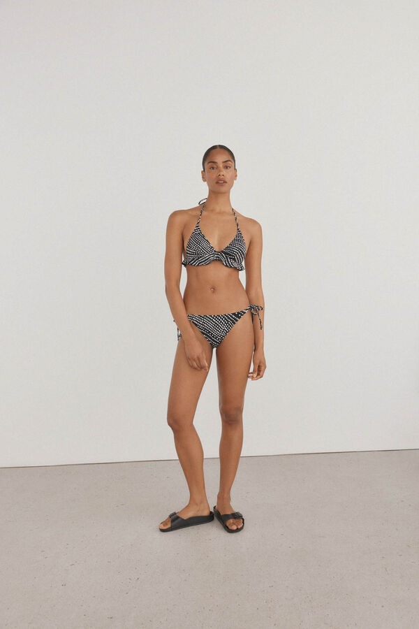 Pedro del Hierro Top bikini halter com babado Preto