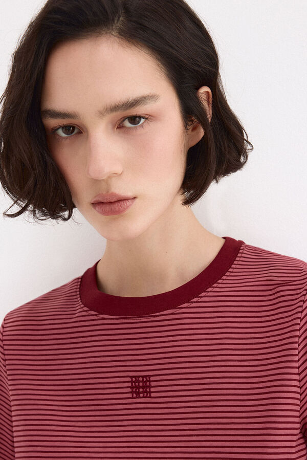Pedro del Hierro T-shirt de manga curta &agrave;s riscas Bordeaux