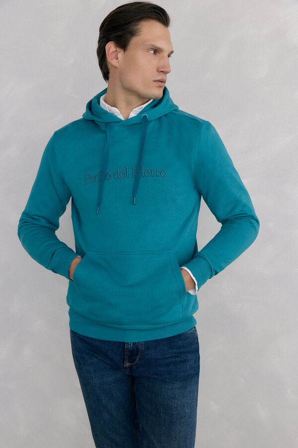 Pedro del Hierro Sweatshirt com capuz com logo Turquesa