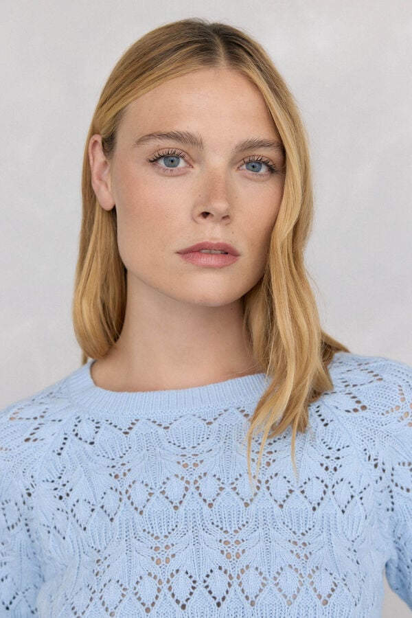 Pedro del Hierro Su&eacute;ter vazado chique Azul