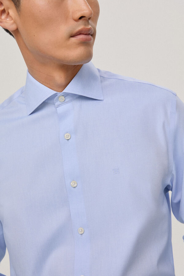 Pedro del Hierro Camisa vestir non iron y antimanchas lisa classic fit Azul