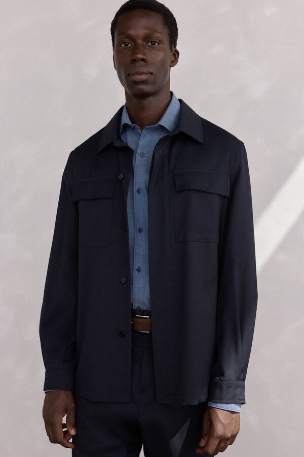 Pedro del Hierro Sobrecamisa de terno de l&atilde; Azul