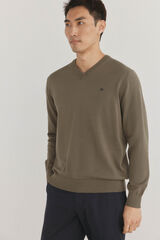 Pedro del Hierro Jersey punto fino algod&oacute;n premium cuello pico Verde
