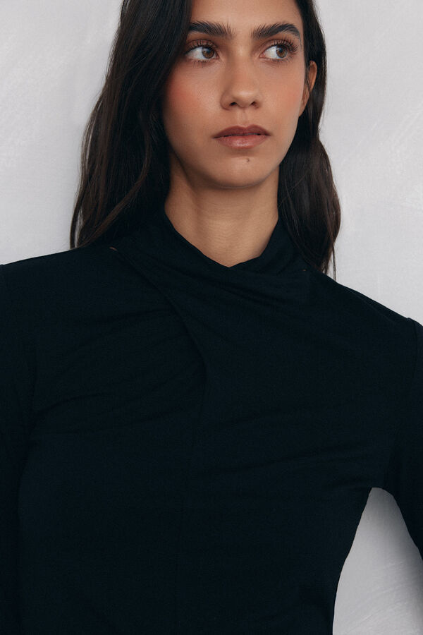 Pedro del Hierro T-shirt de gola dobrada Preto